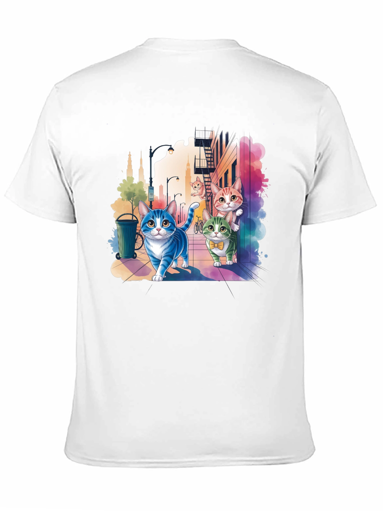 Whimsical Cats Cityscape Graphic Tee