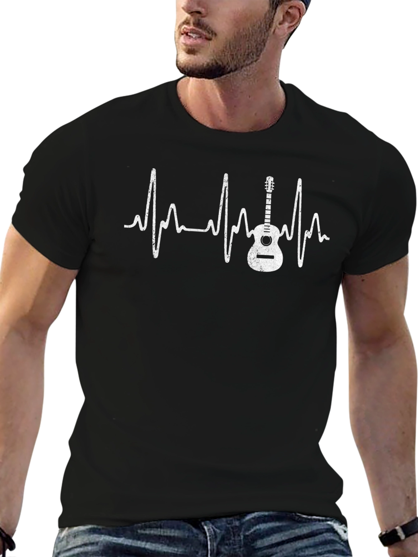 Guitar Heartbeat Graphic Tee - Musician T-Shirt