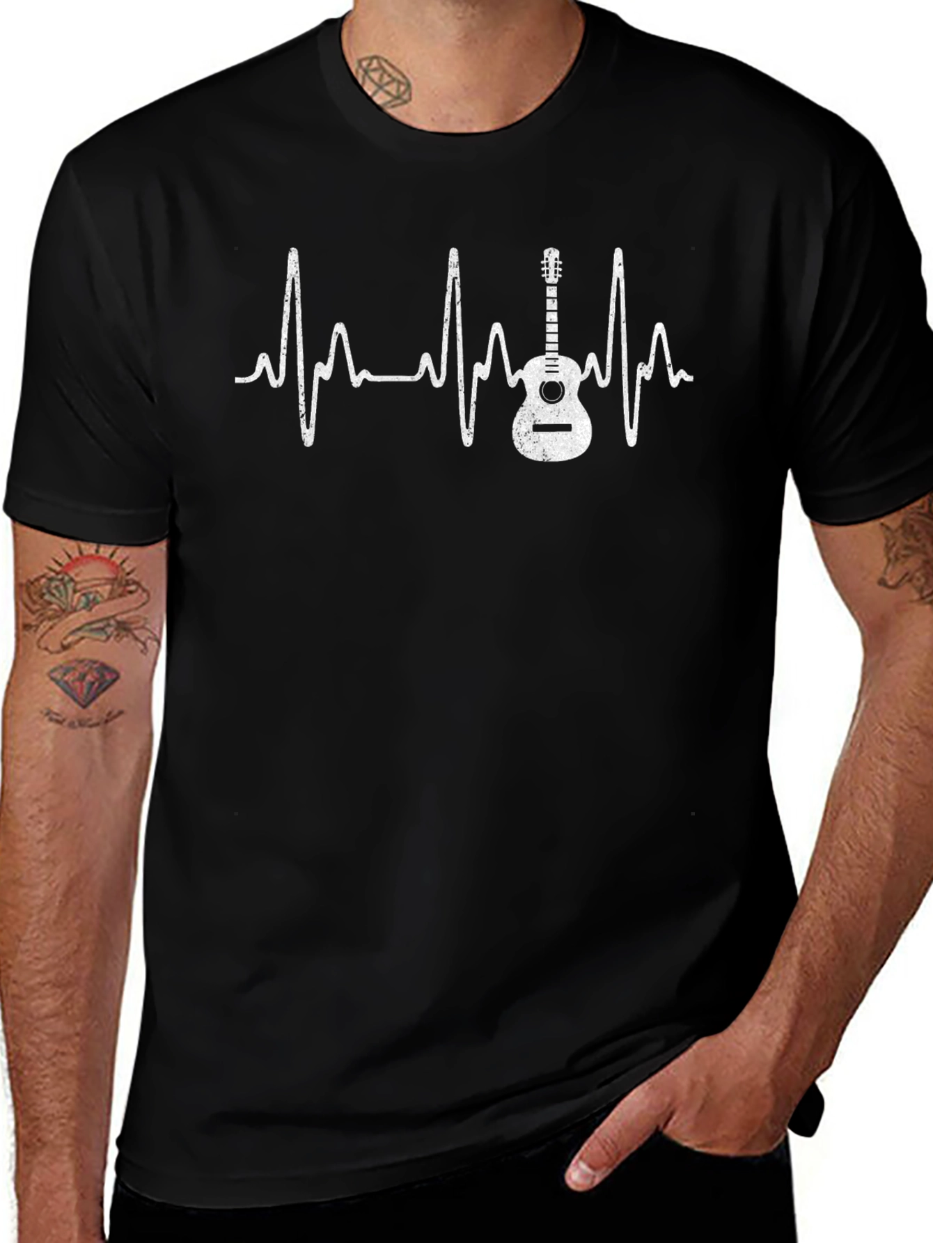 Guitar Heartbeat Graphic Tee - Musician T-Shirt