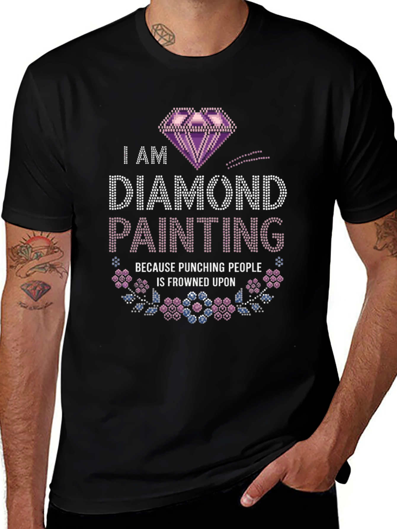 Diamond Painting Tee - Punching People is Frowned Upon