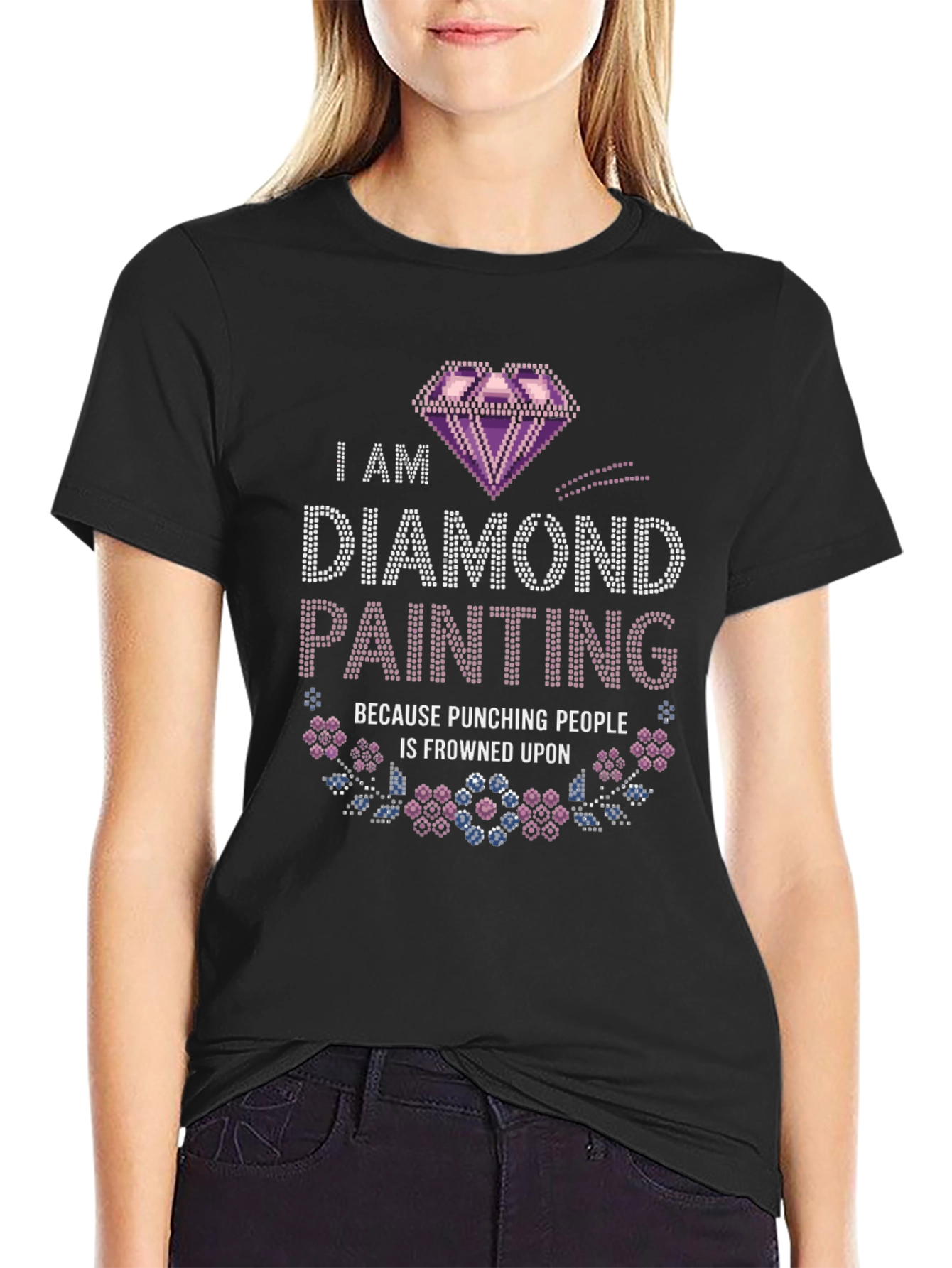 Diamond Painting Tee - Punching People is Frowned Upon