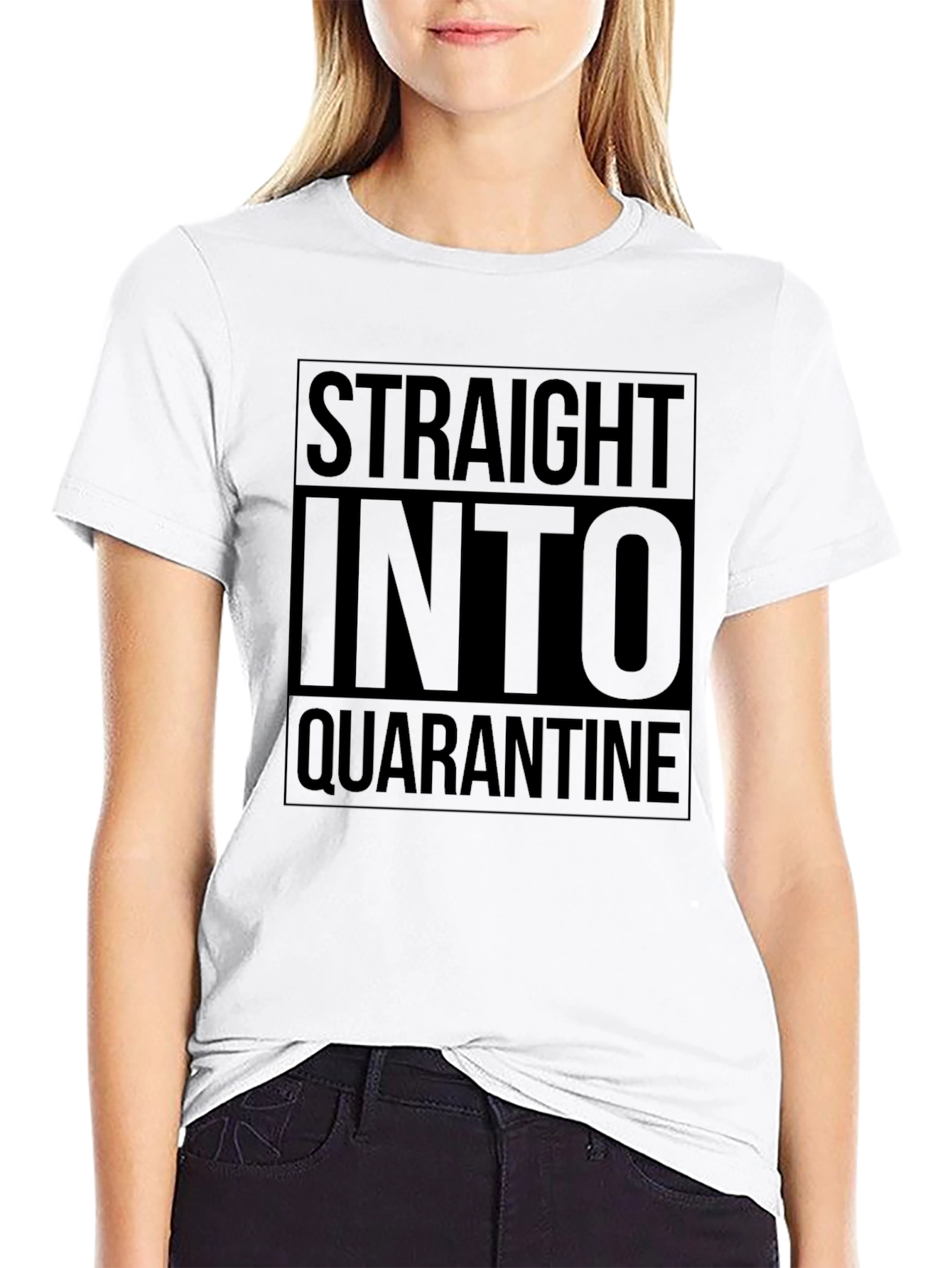 Straight Into Quarantine Black Tee