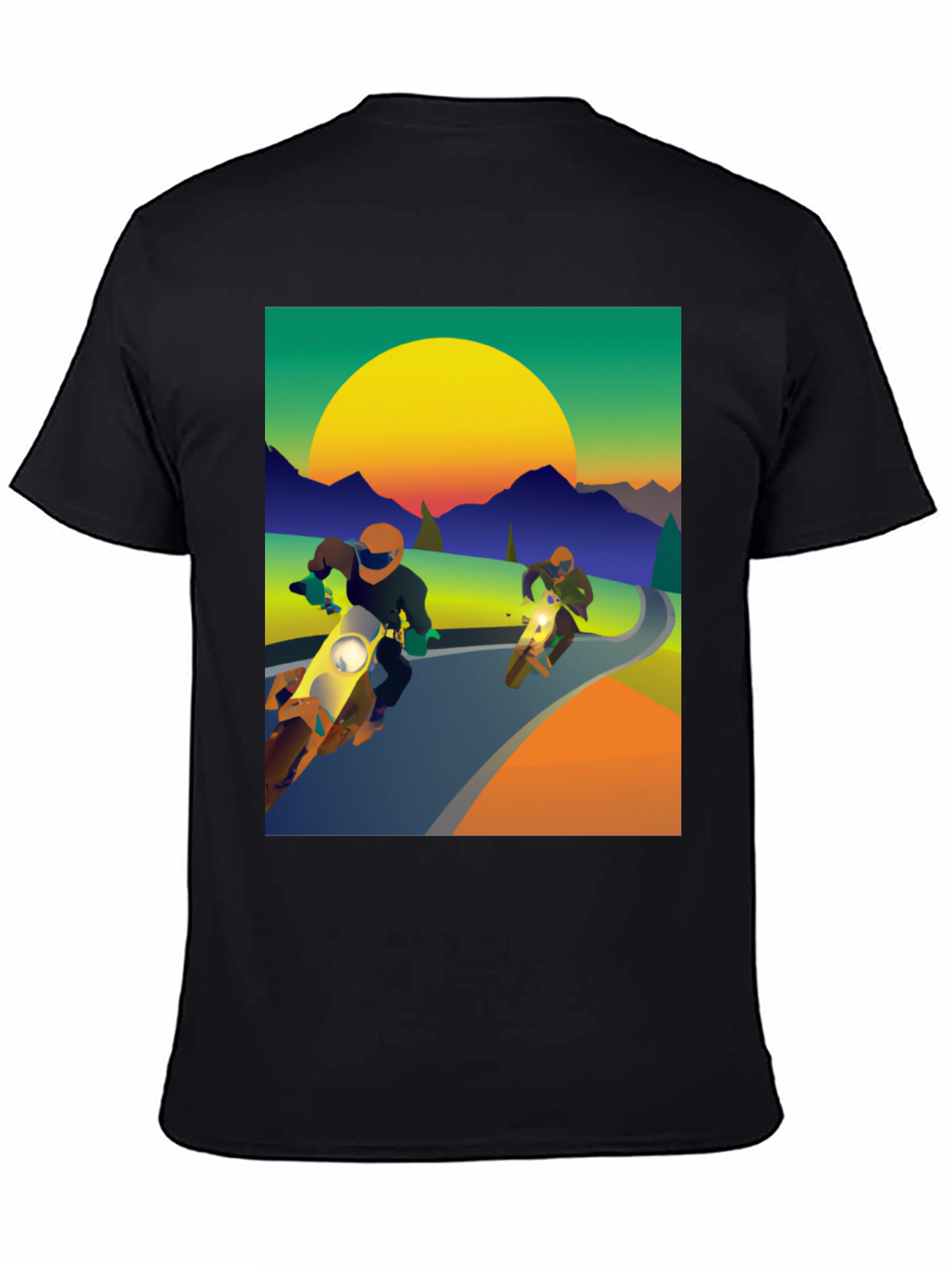 Motorcycle Graphic Tee - Ride into the Sunset!