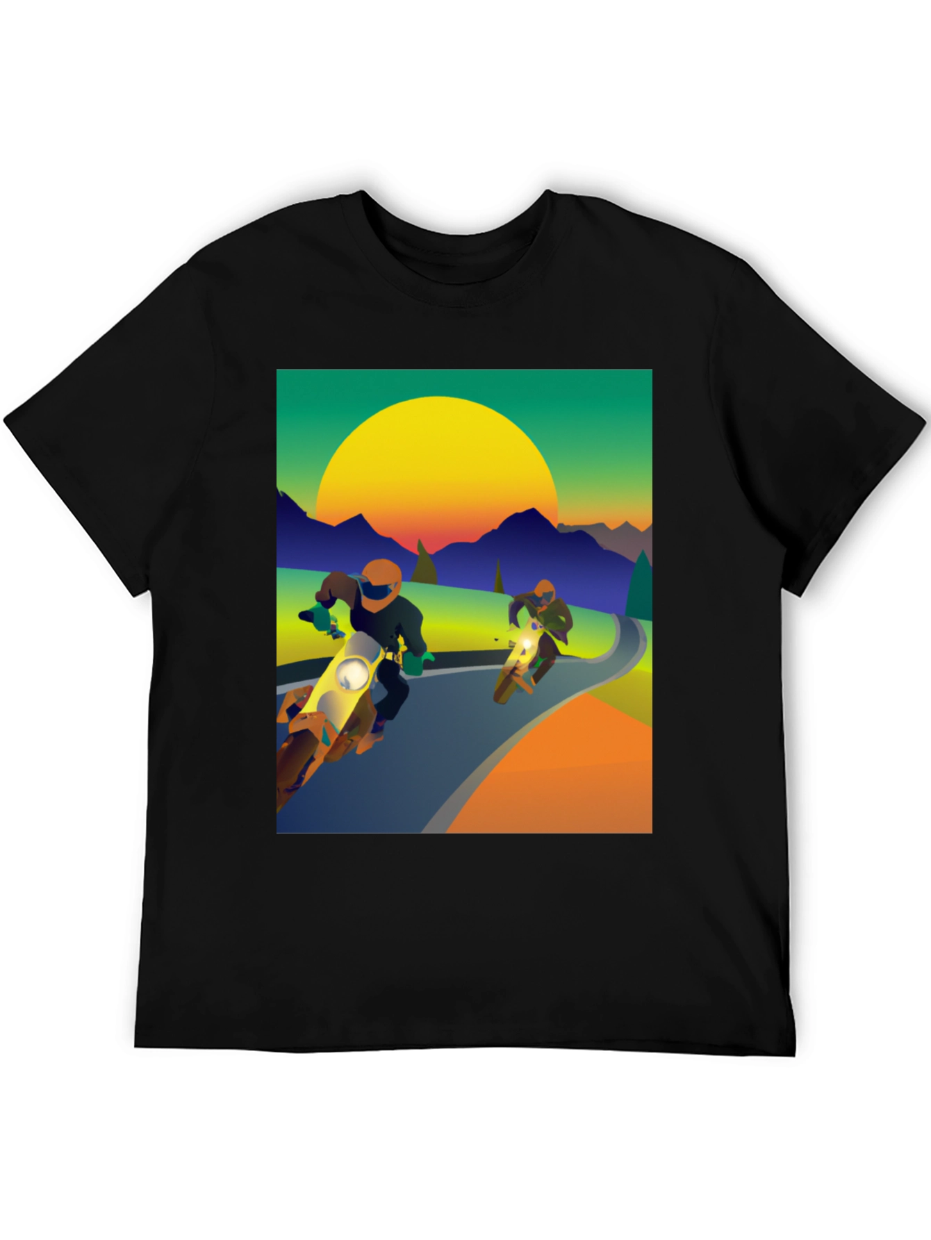 Motorcycle Graphic Tee - Ride into the Sunset!