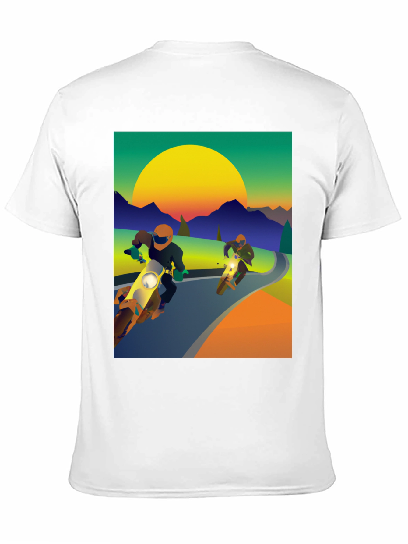 Motorcycle Graphic Tee - Ride into the Sunset!