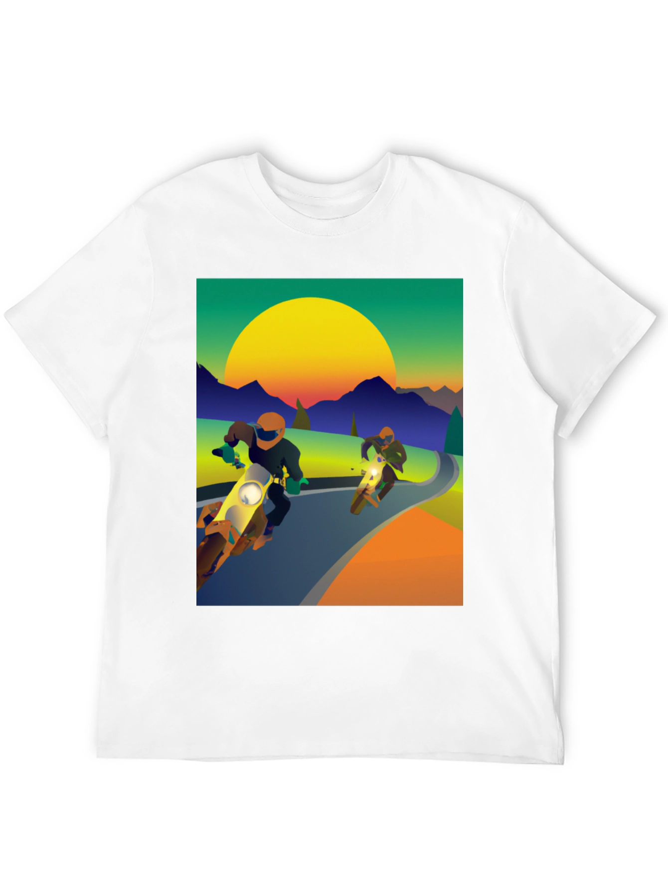 Motorcycle Graphic Tee - Ride into the Sunset!
