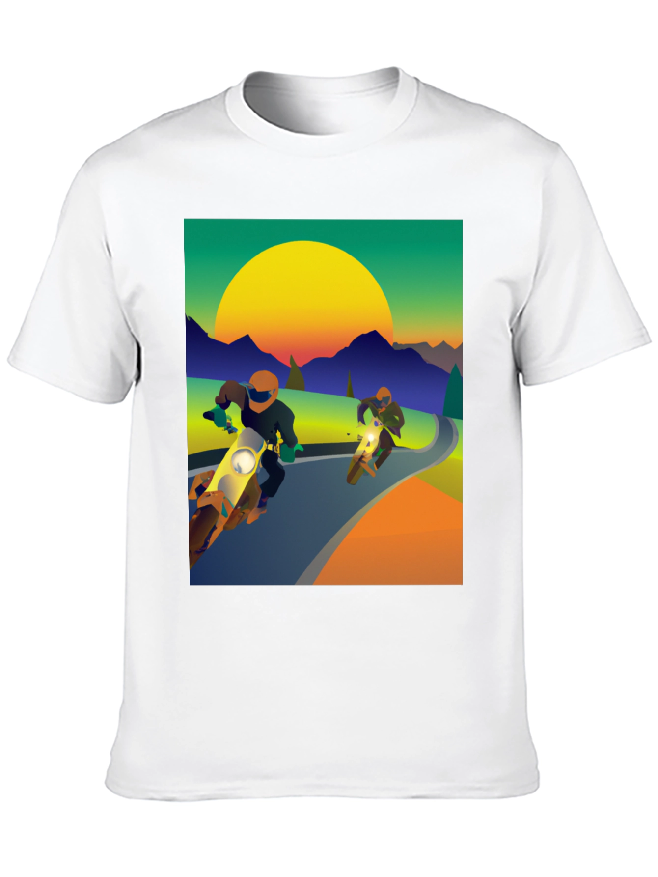 Motorcycle Graphic Tee - Ride into the Sunset!