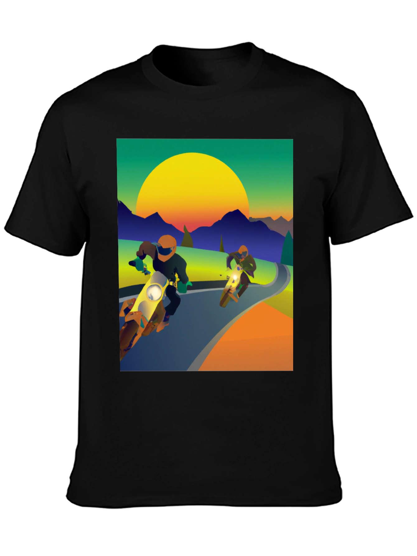 Motorcycle Graphic Tee - Ride into the Sunset!