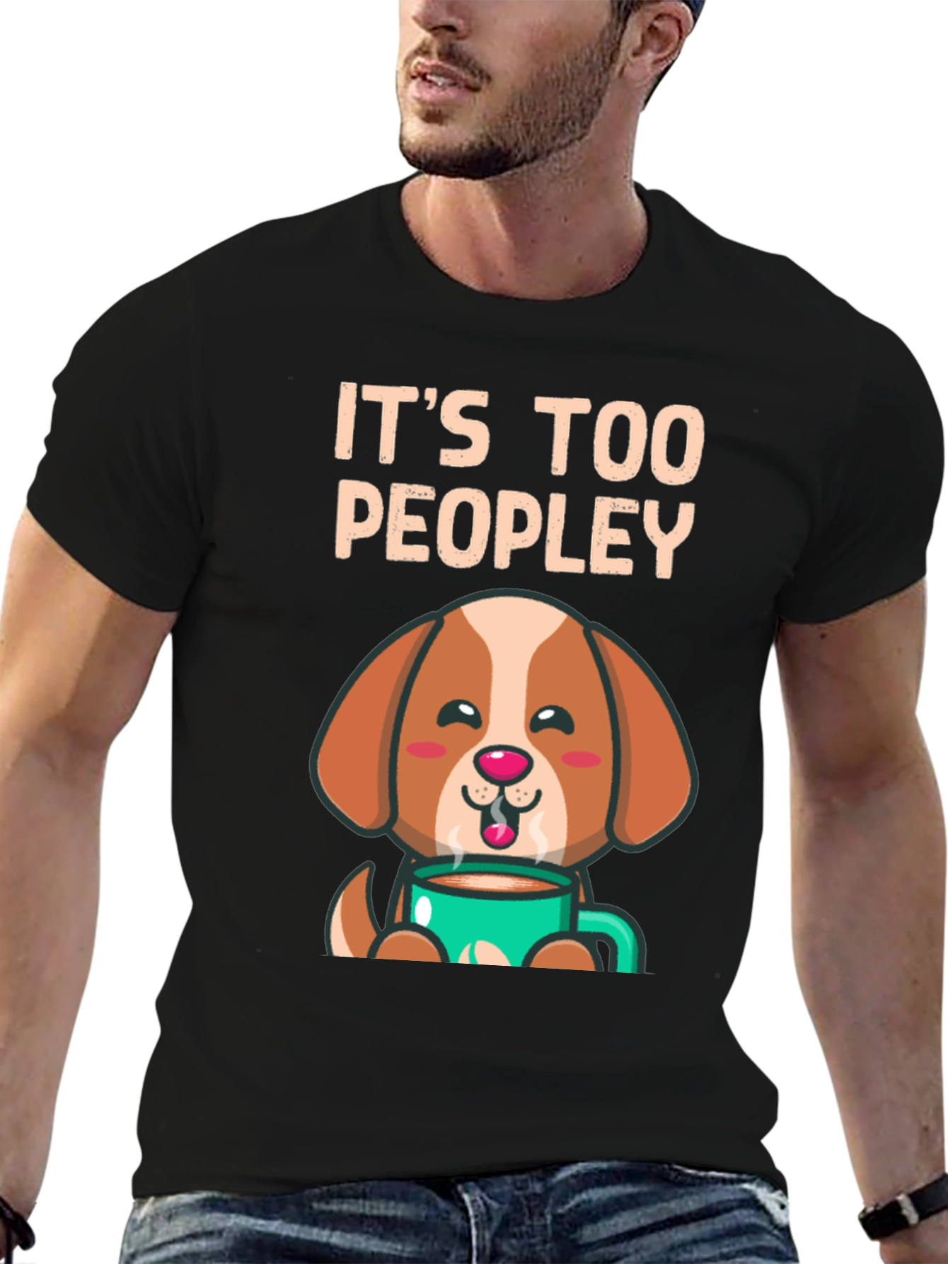 Too Peopley Dog Coffee T-Shirt