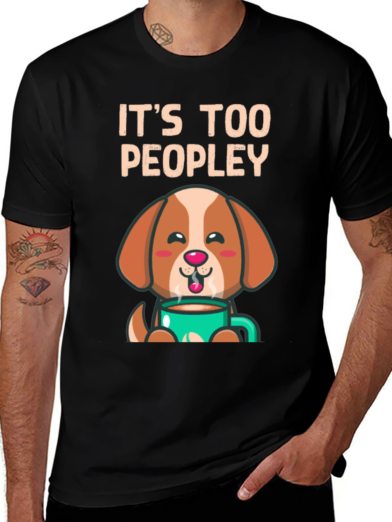 Too Peopley Dog Coffee T-Shirt