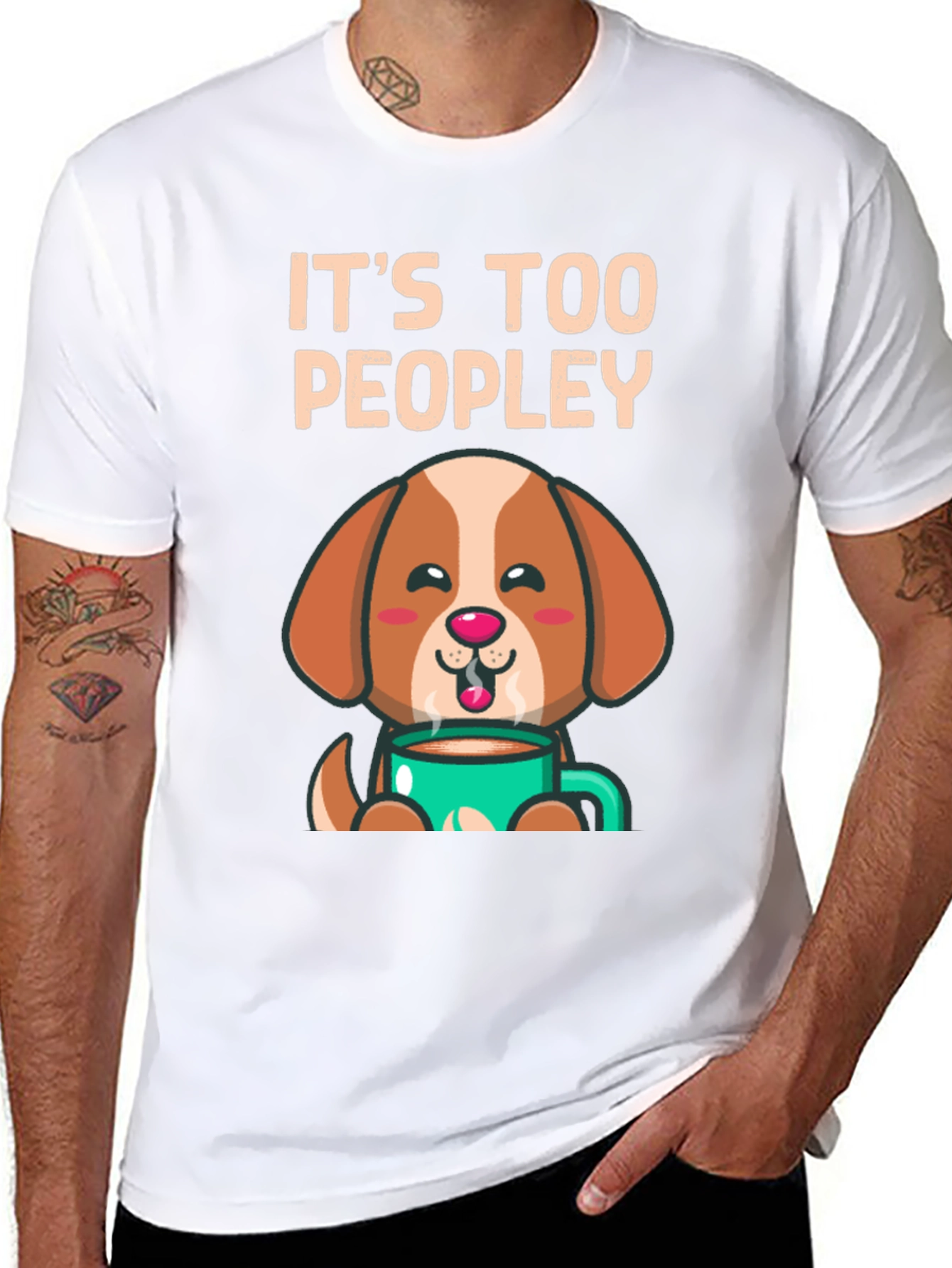 Too Peopley Dog Coffee T-Shirt