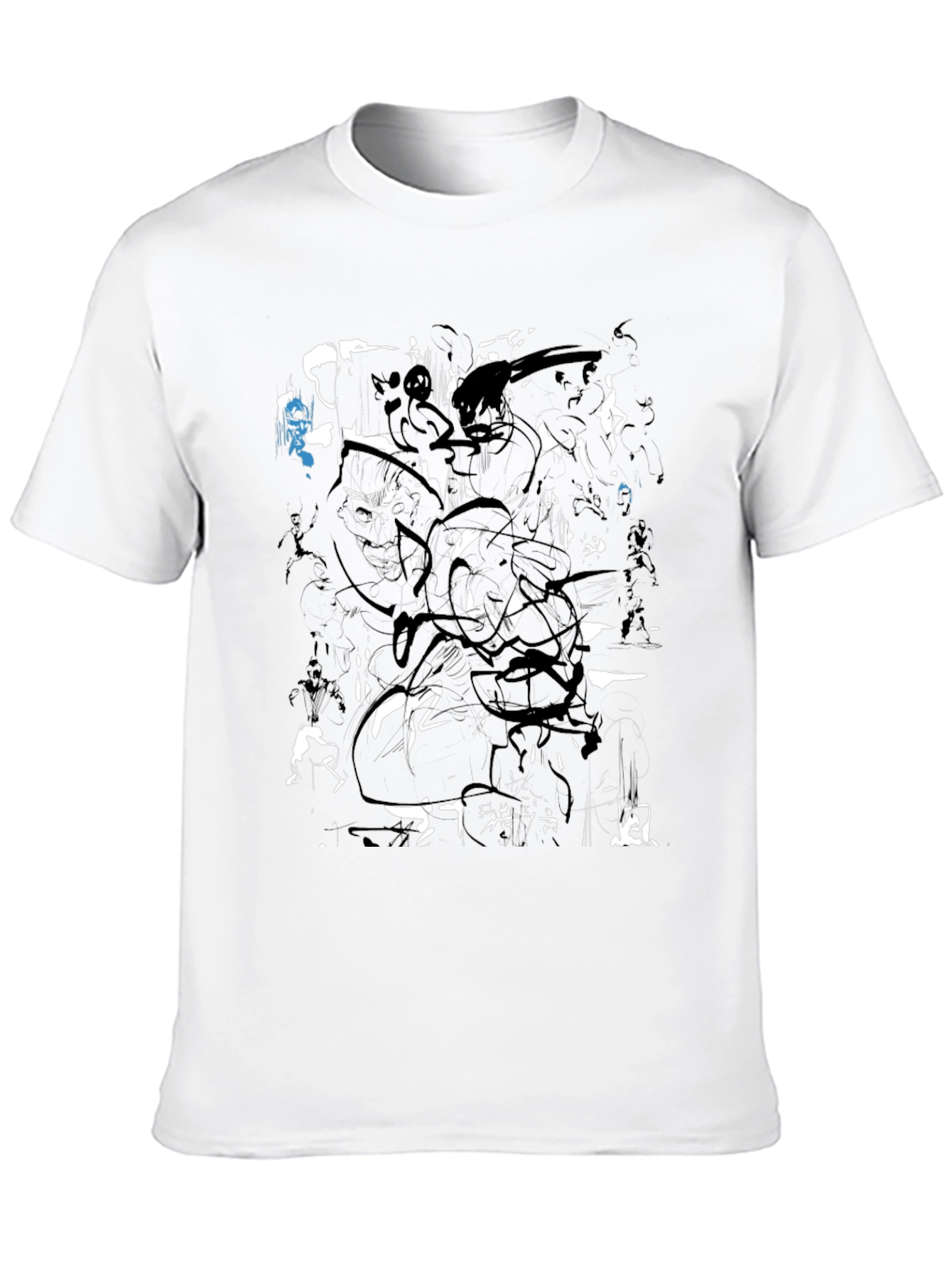 Abstract Black and White Graphic Print T-Shirt