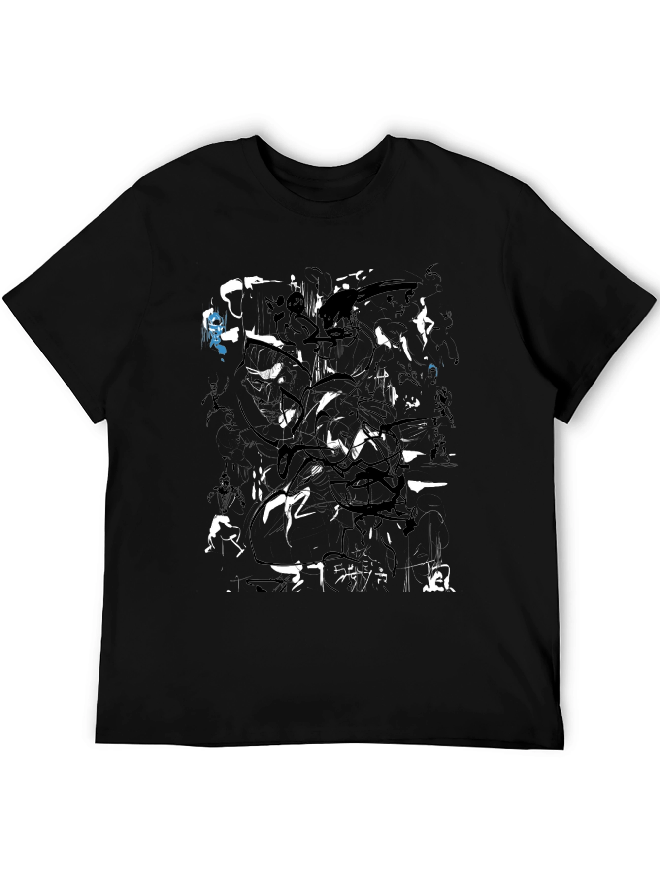 Abstract Black and White Graphic Print T-Shirt