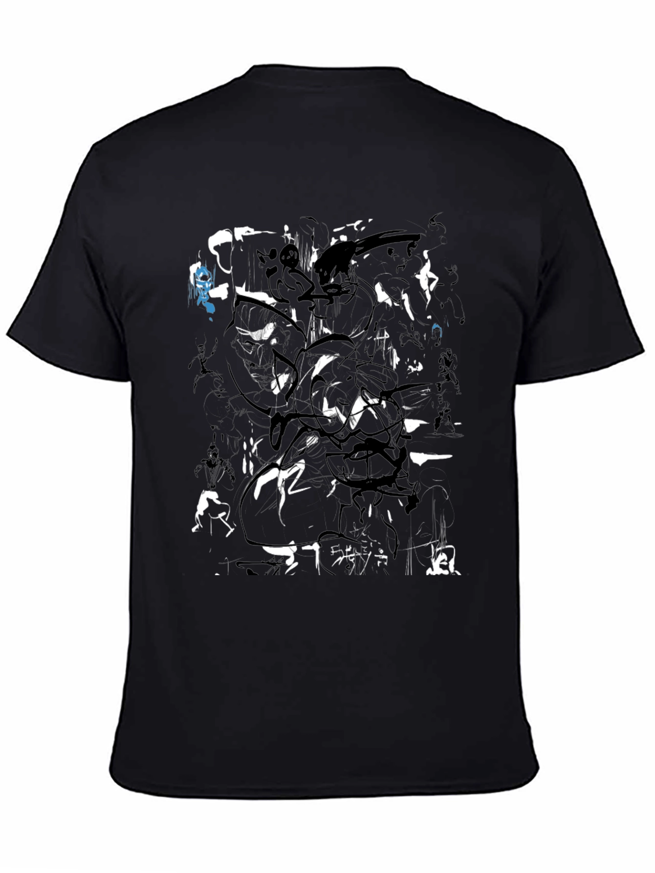Abstract Black and White Graphic Print T-Shirt