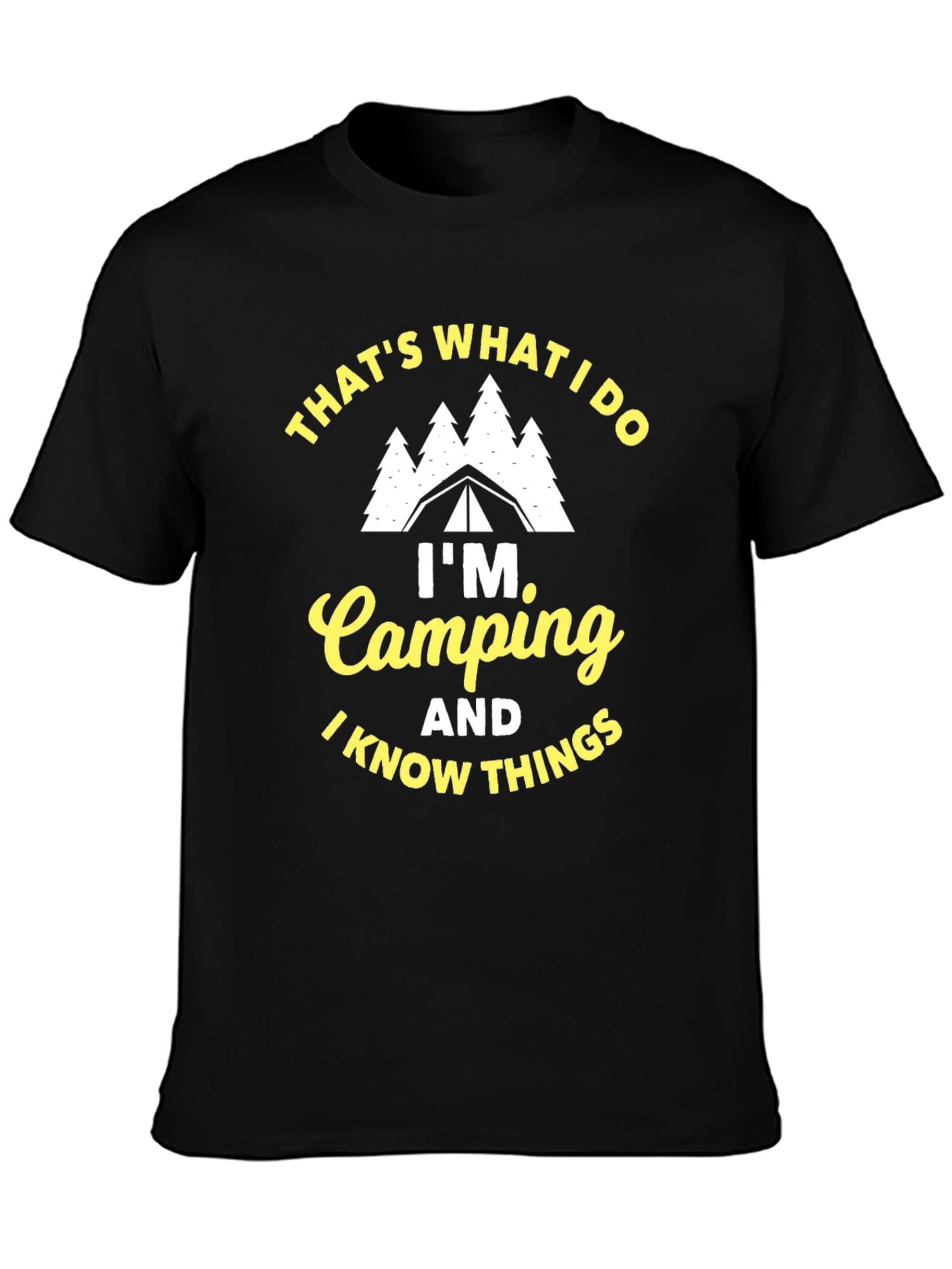 Im Camping and I Know Things Black T-Shirt