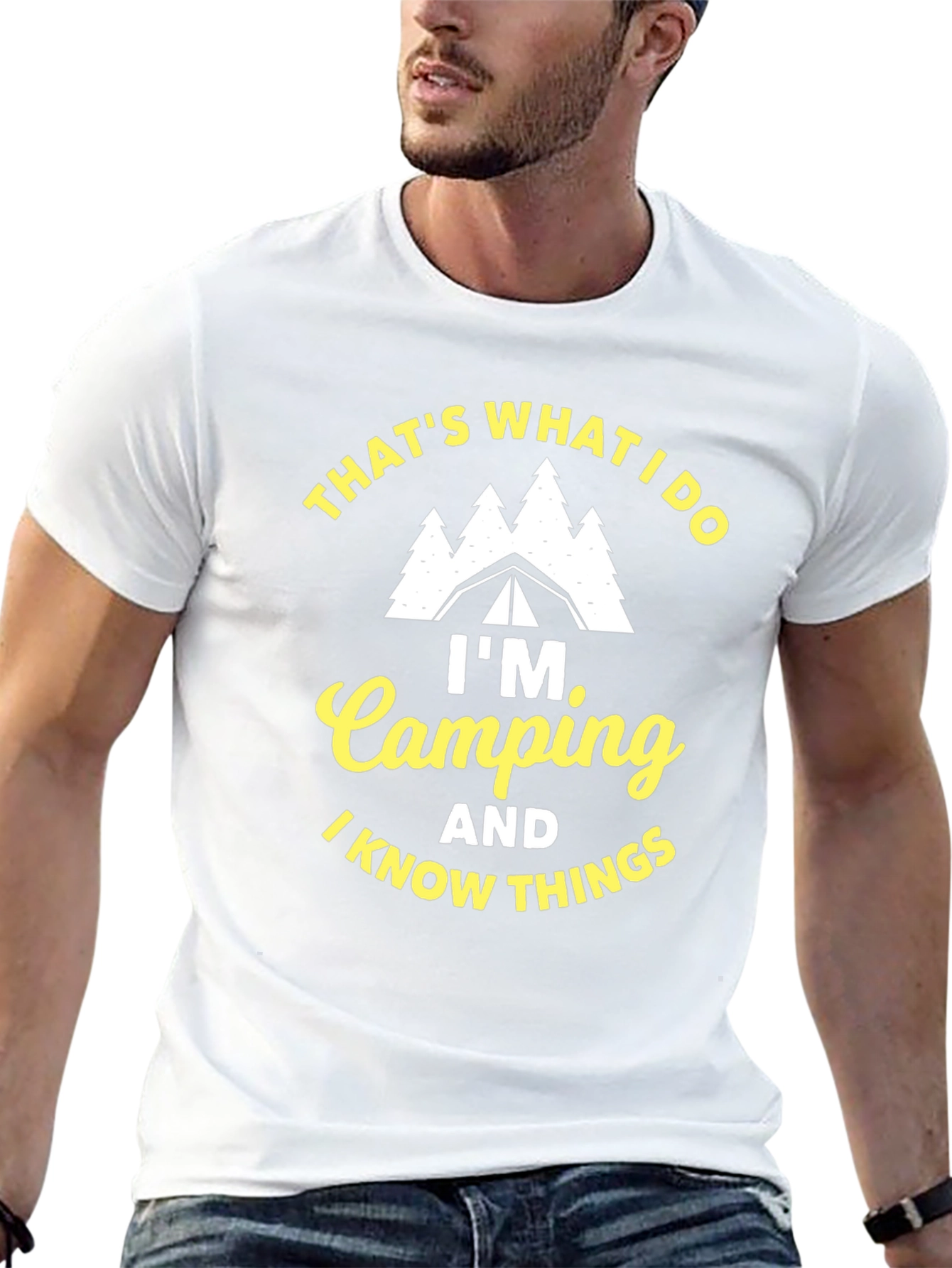 Im Camping and I Know Things Black T-Shirt