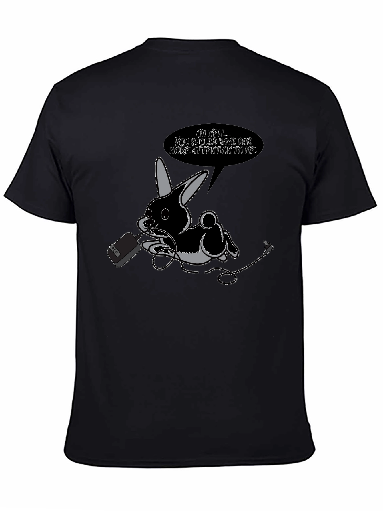 Quirky Bunny Graphic Tee - Black Cotton T-Shirt