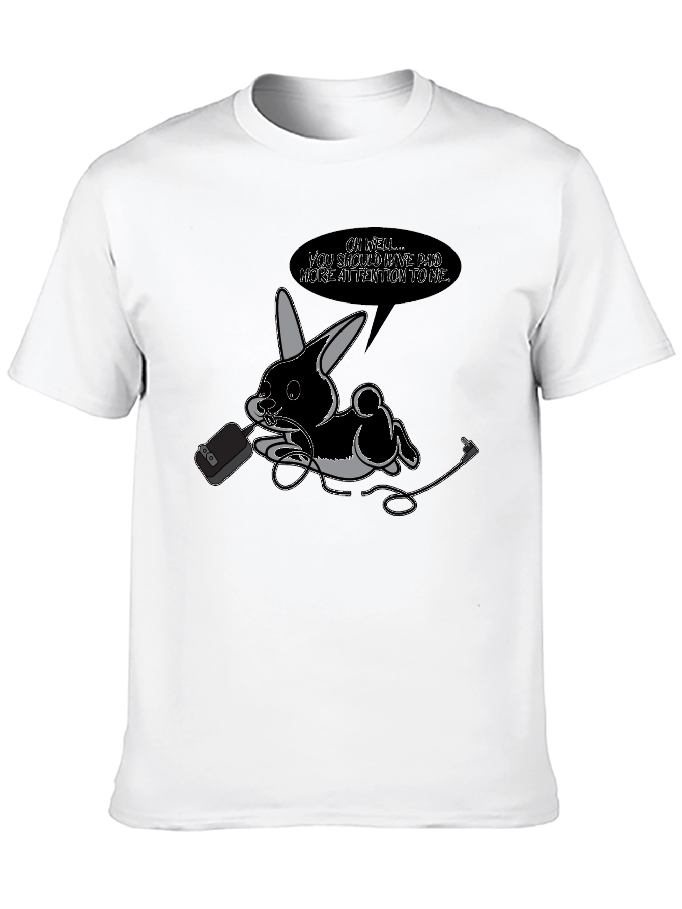 Quirky Bunny Graphic Tee - Black Cotton T-Shirt