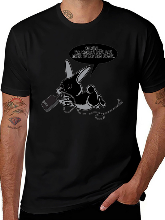 Quirky Bunny Graphic Tee - Black Cotton T-Shirt