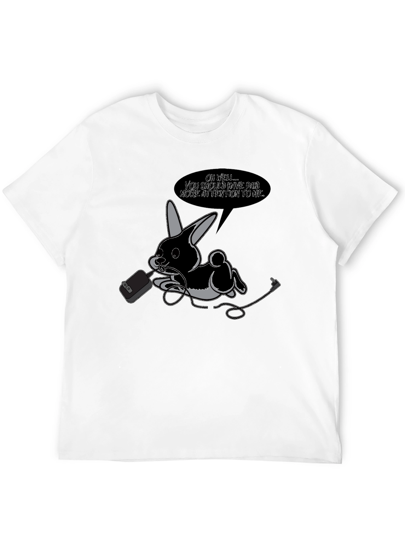 Quirky Bunny Graphic Tee - Black Cotton T-Shirt