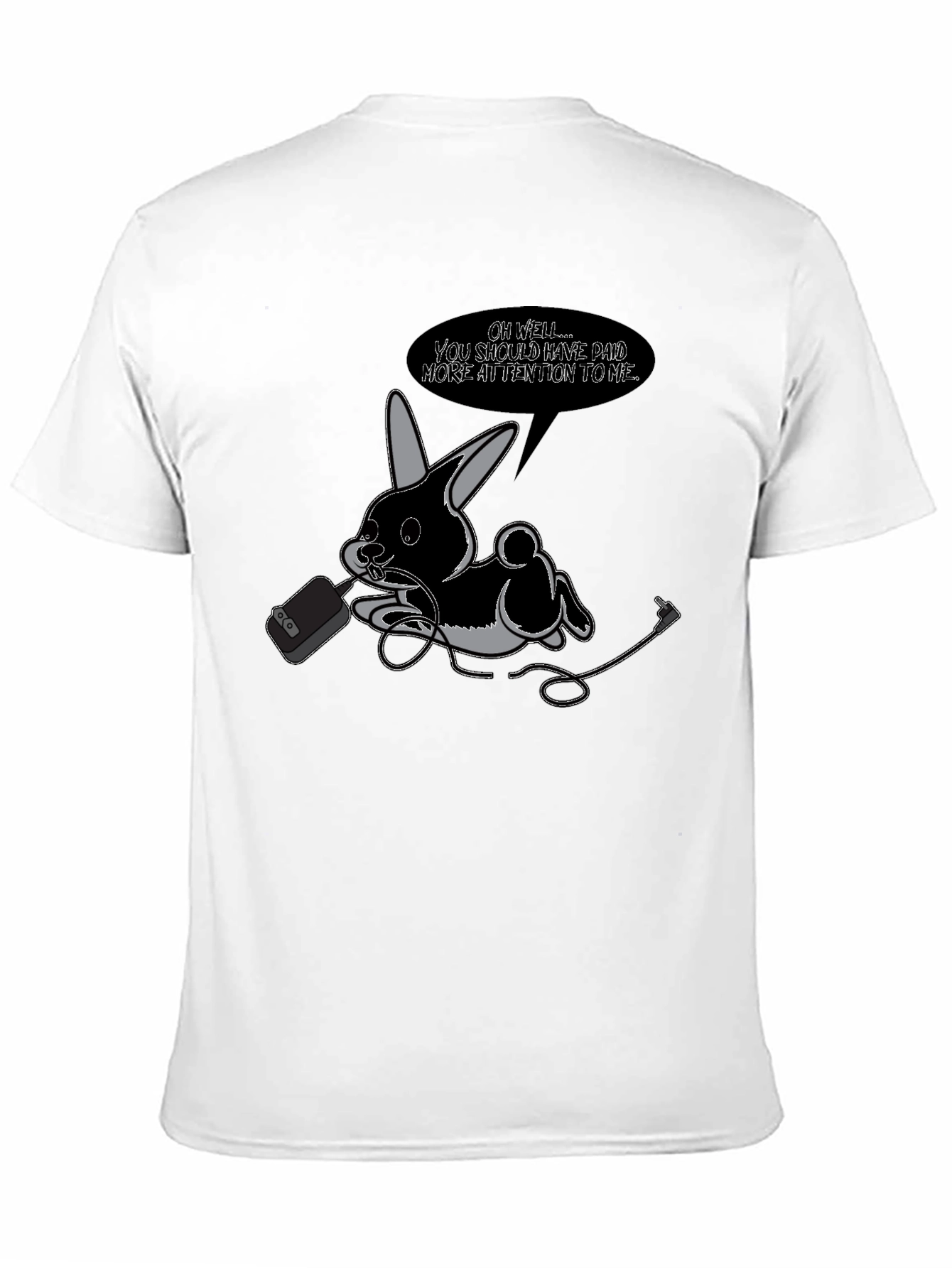 Quirky Bunny Graphic Tee - Black Cotton T-Shirt