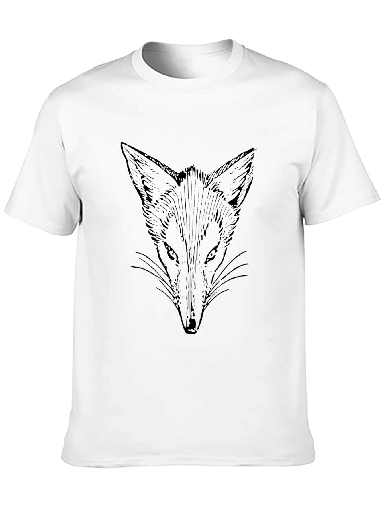 Fox Graphic Print Black T-Shirt for Men