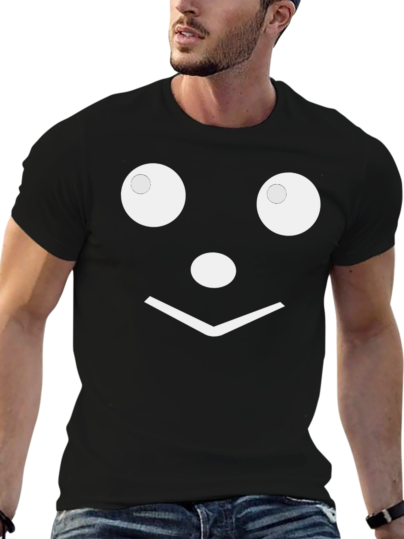 Funny Face Graphic Tee - Black Cotton Shirt