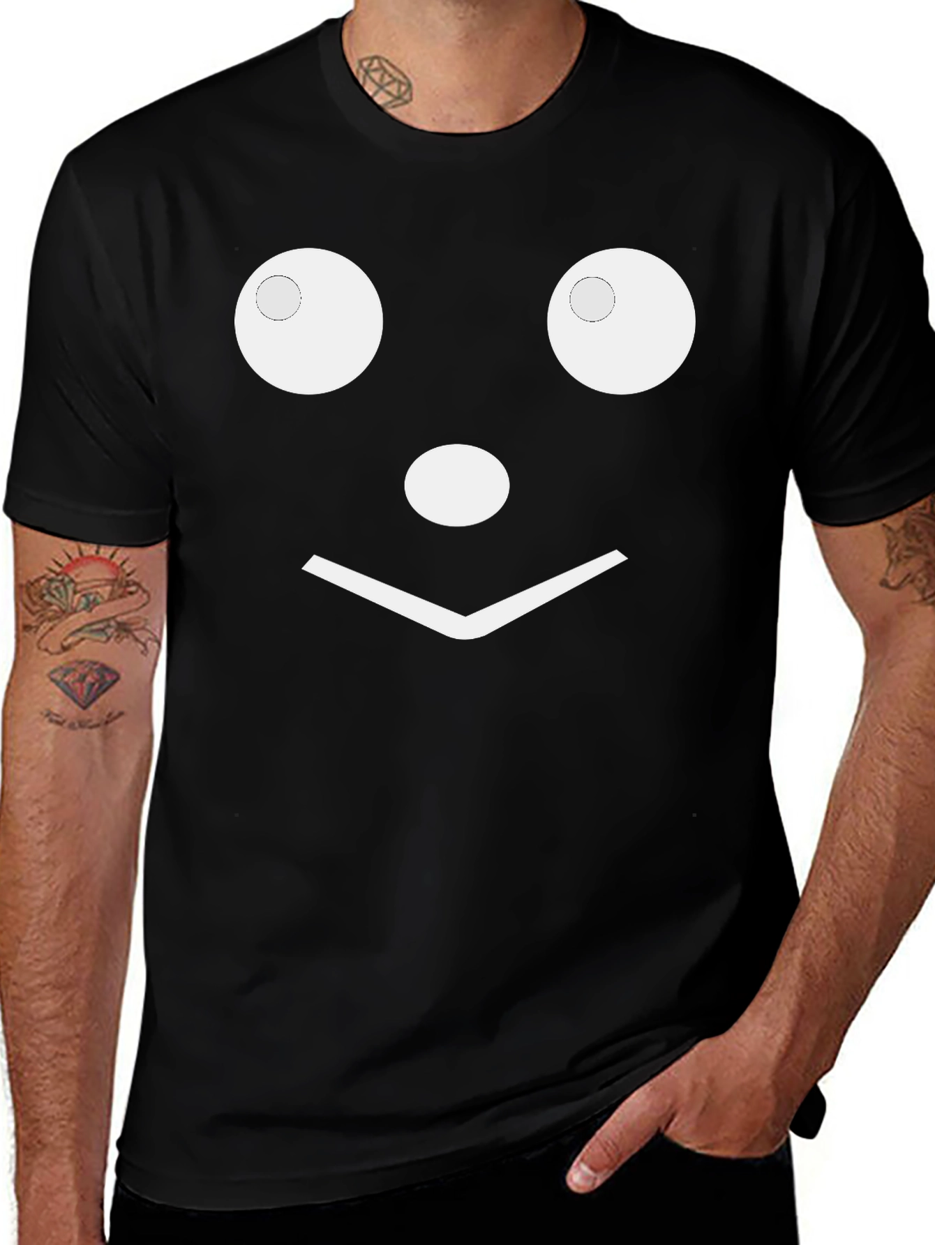 Funny Face Graphic Tee - Black Cotton Shirt