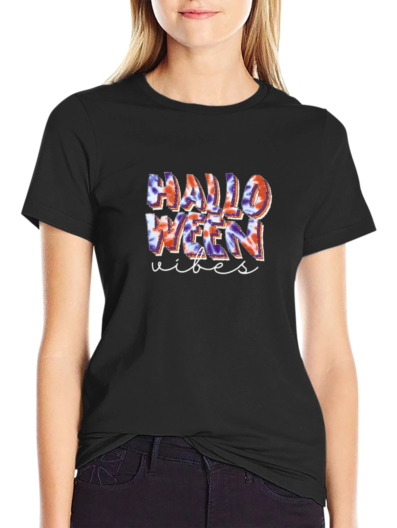 Halloween Vibes Tie-Dye Graphic Tee