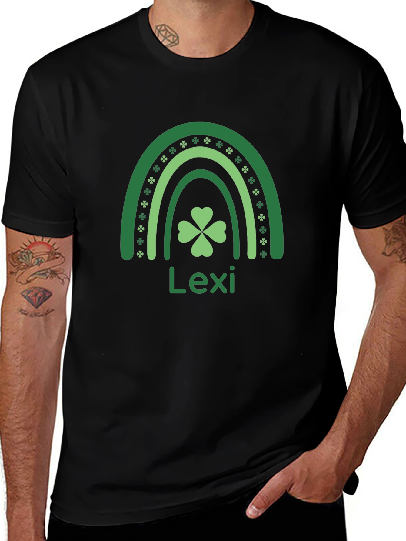 St. Patricks Day Shirt Lexi Name Clover Rainbow