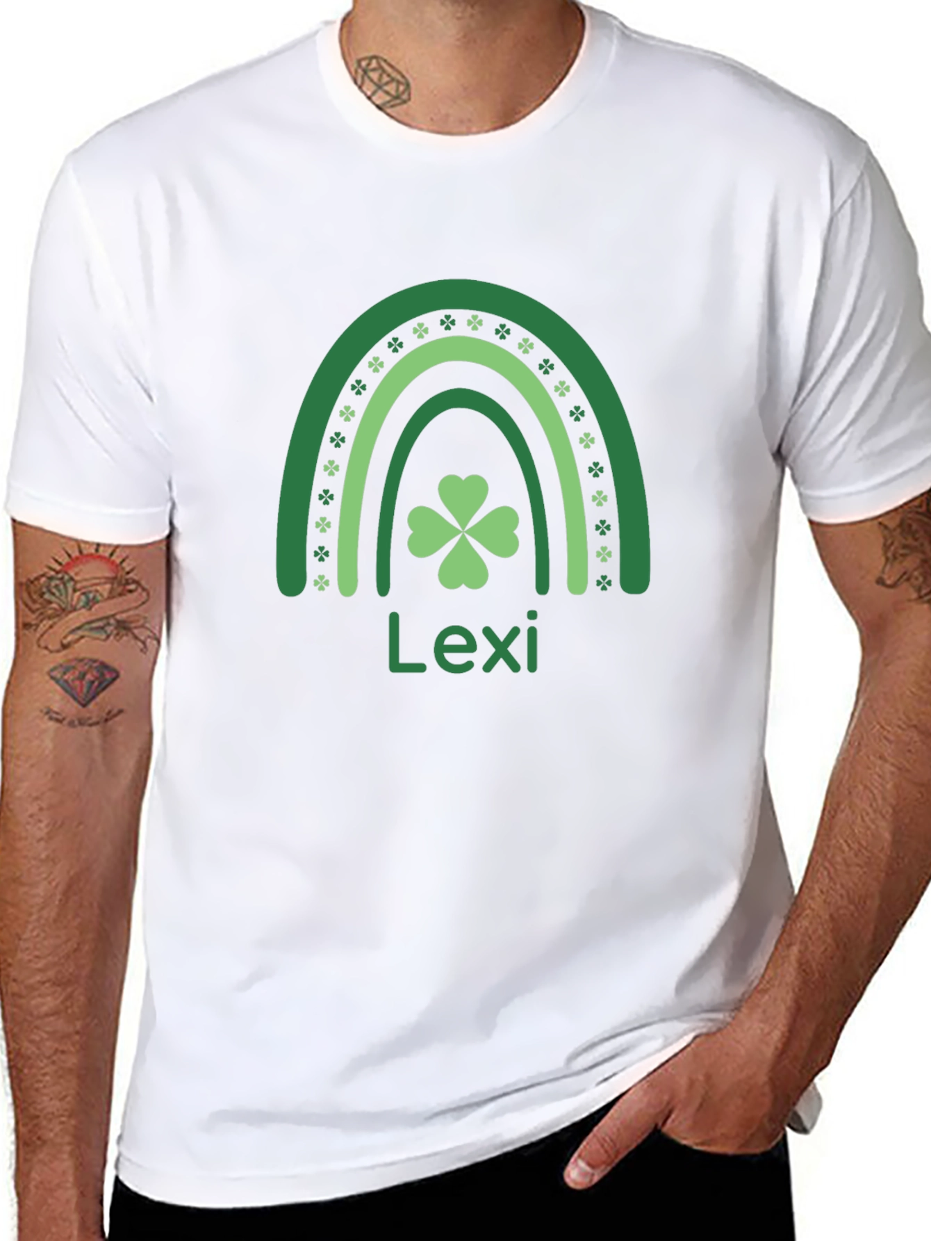 St. Patricks Day Shirt Lexi Name Clover Rainbow