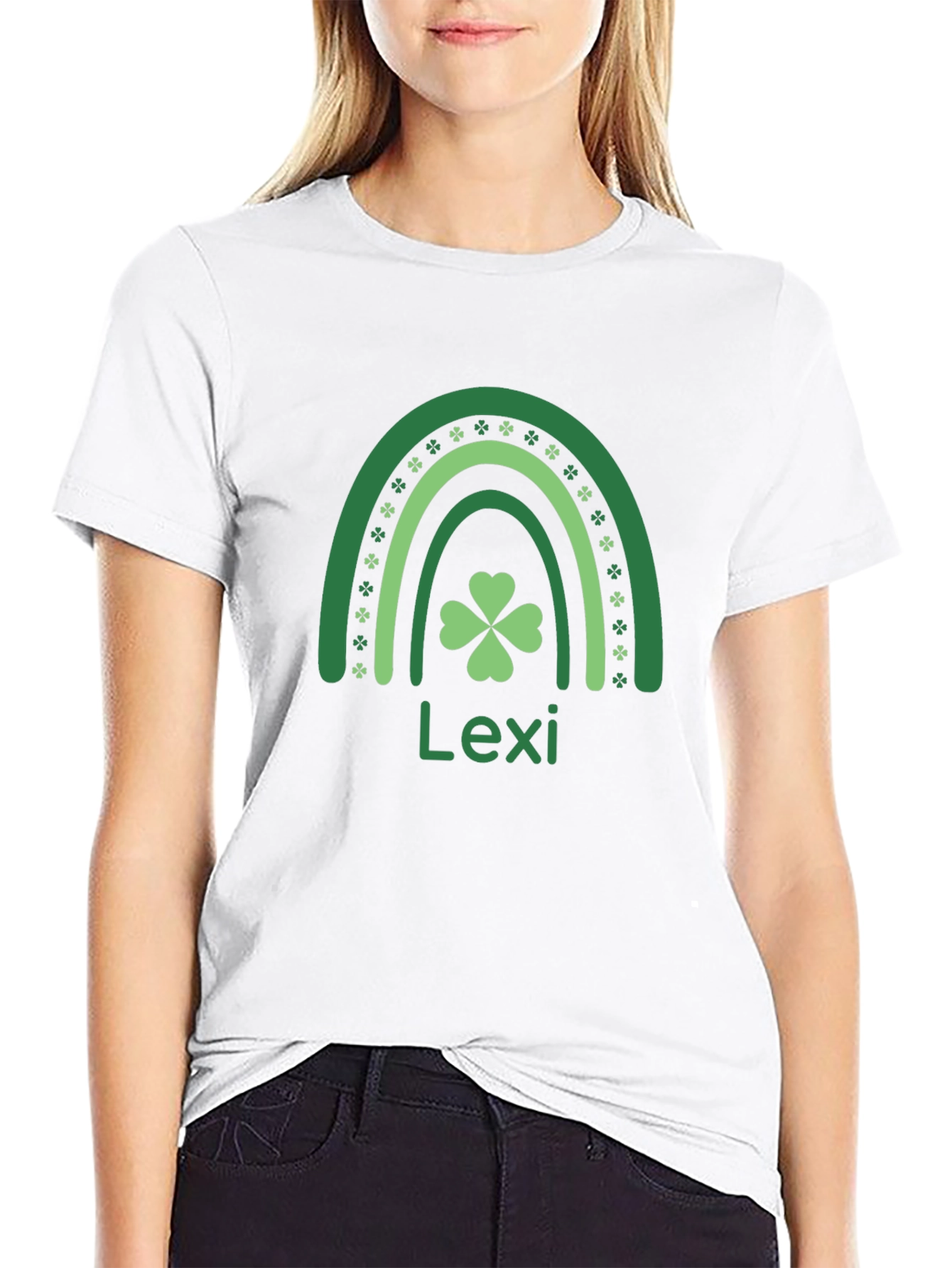 St. Patricks Day Shirt Lexi Name Clover Rainbow