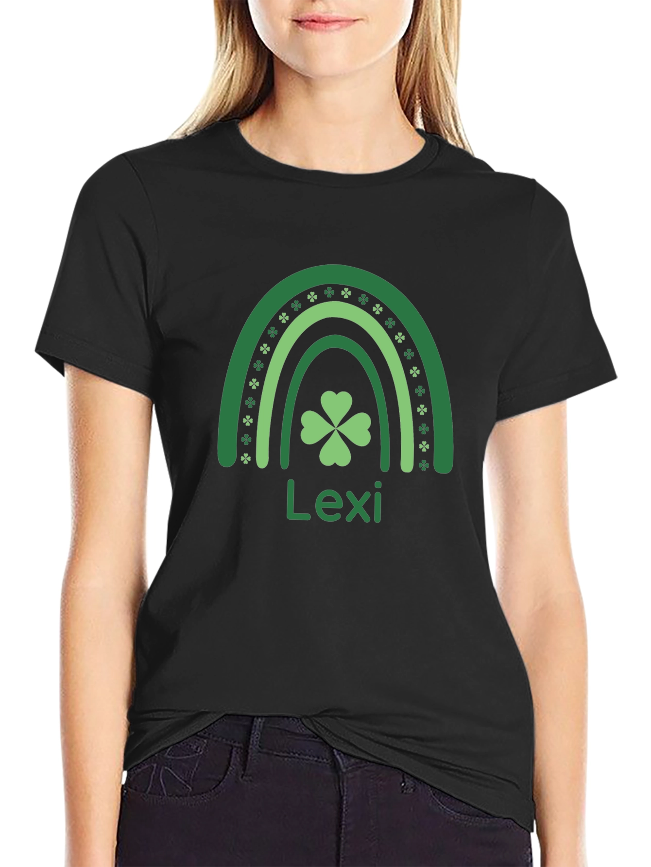 St. Patricks Day Shirt Lexi Name Clover Rainbow