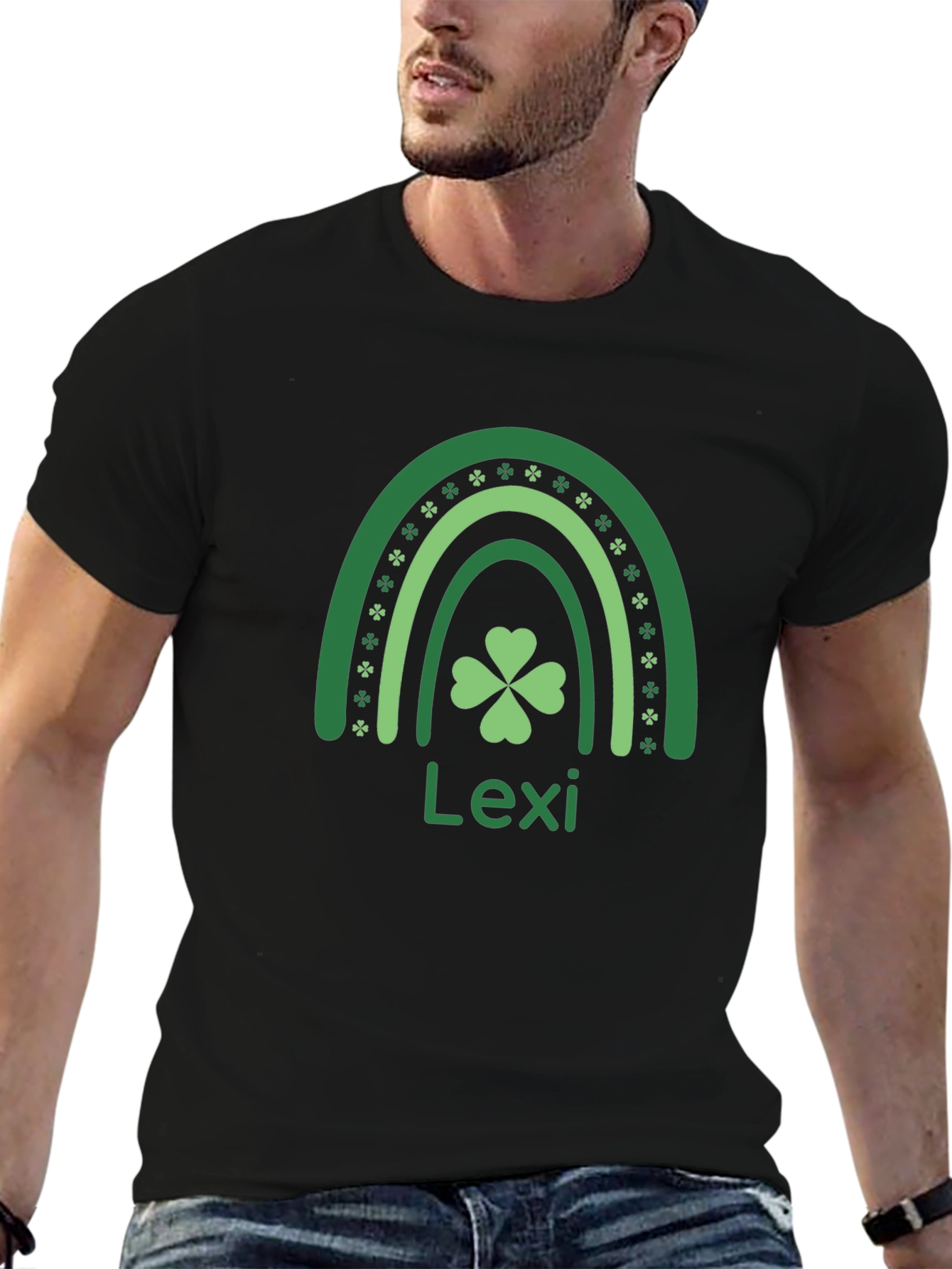 St. Patricks Day Shirt Lexi Name Clover Rainbow