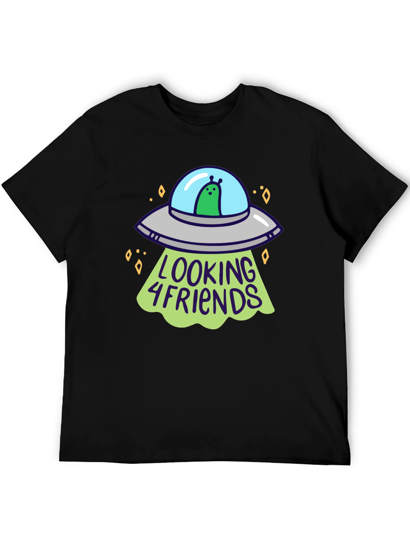Alien UFO Looking 4 Friends Graphic T-Shirt