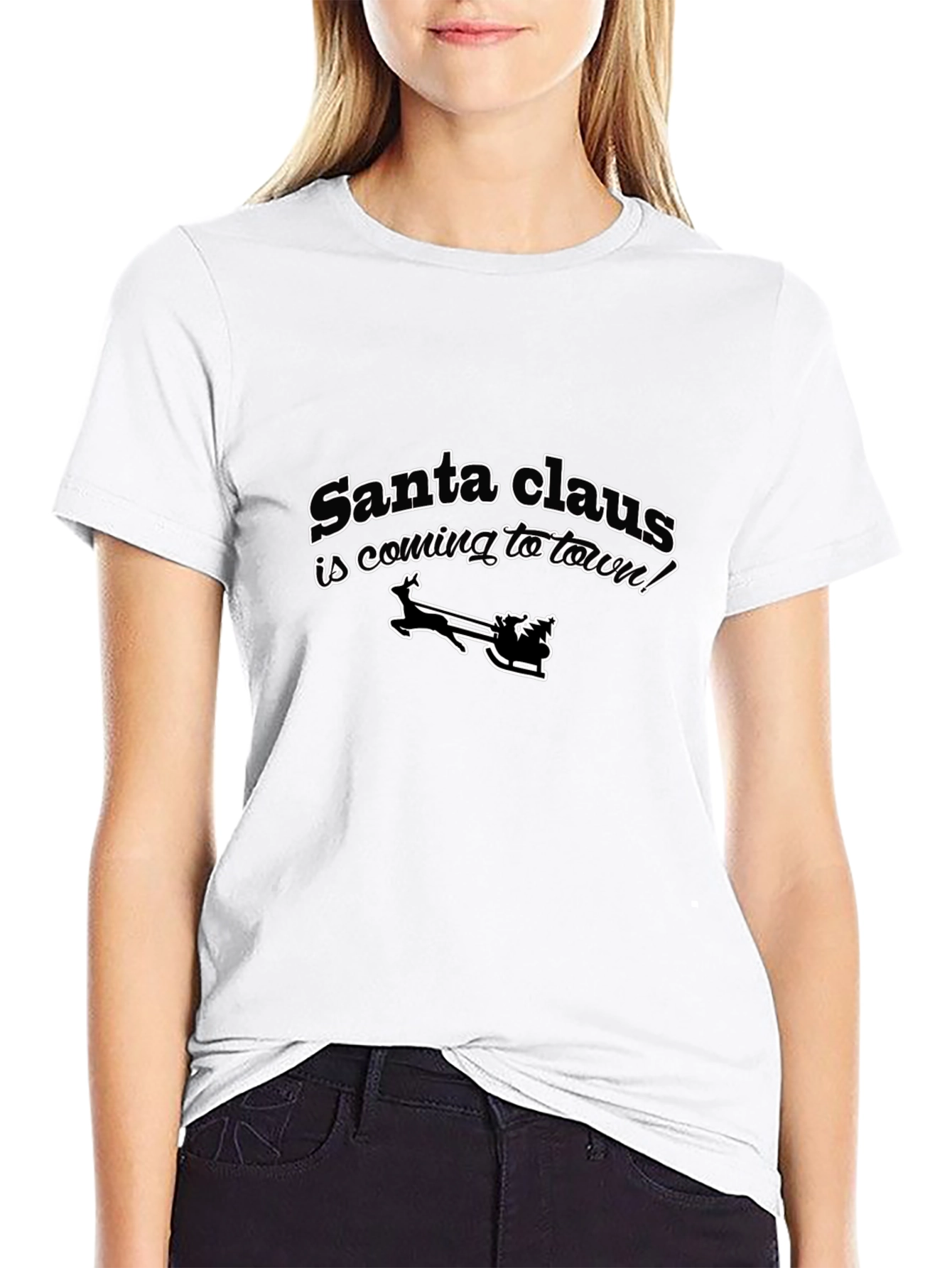 Santa Claus is Coming to Town Black T-Shirt