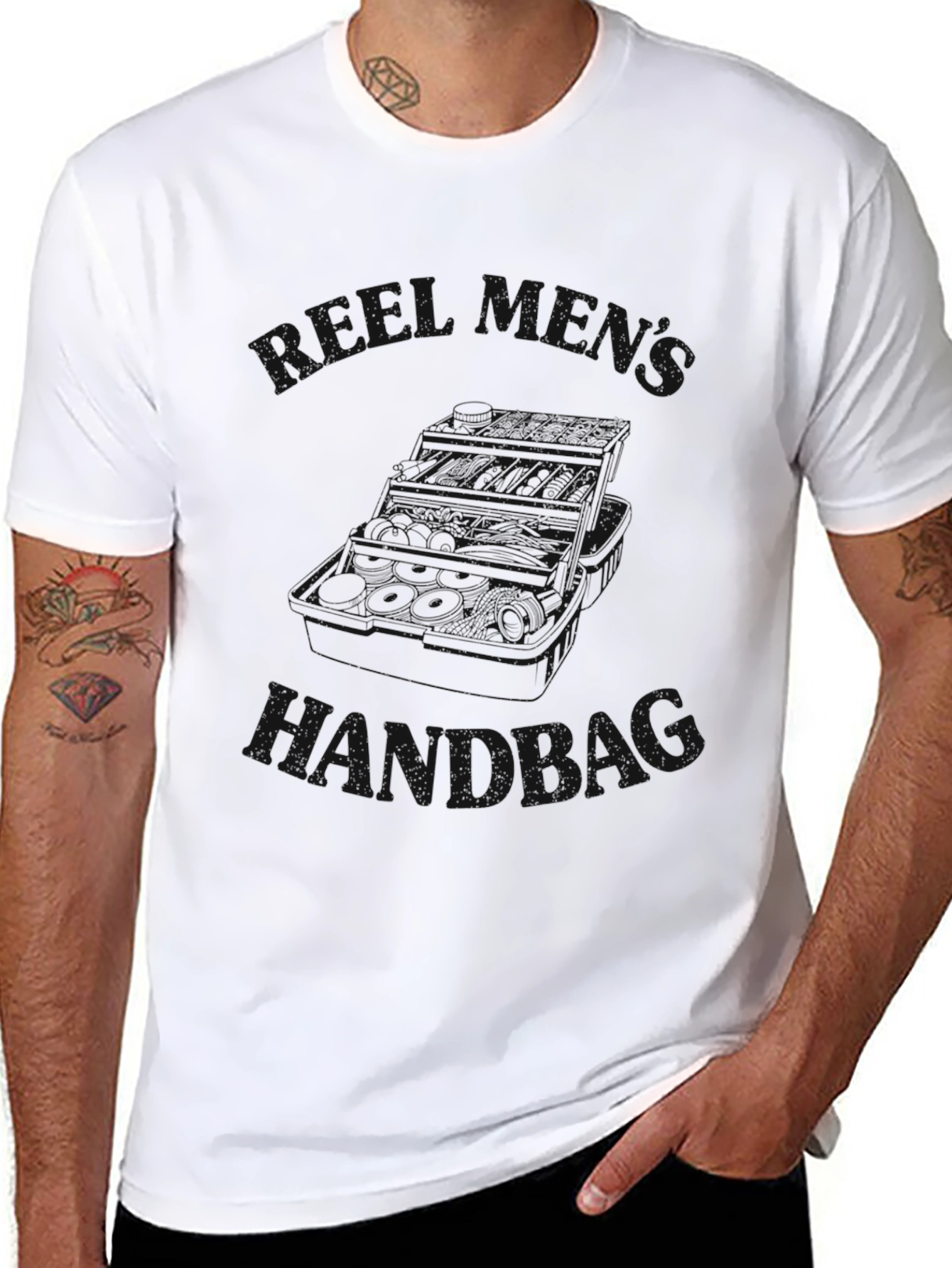Black T-Shirt with Handbag Graphic