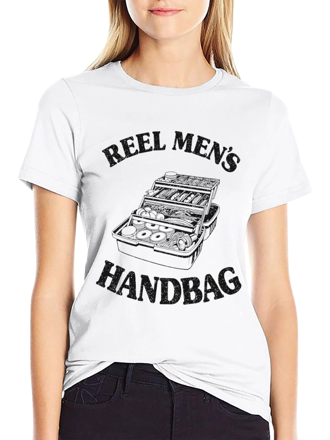 Black T-Shirt with Handbag Graphic
