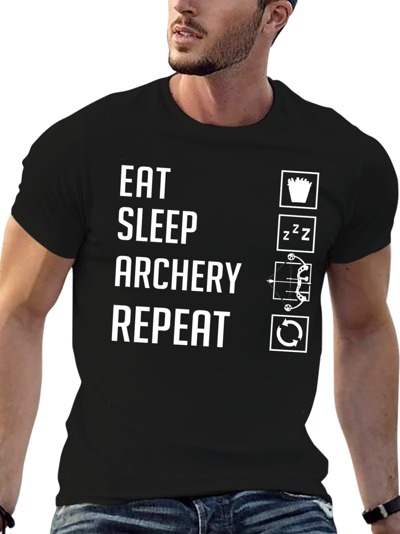 Eat Sleep Archery Repeat Black T-Shirt
