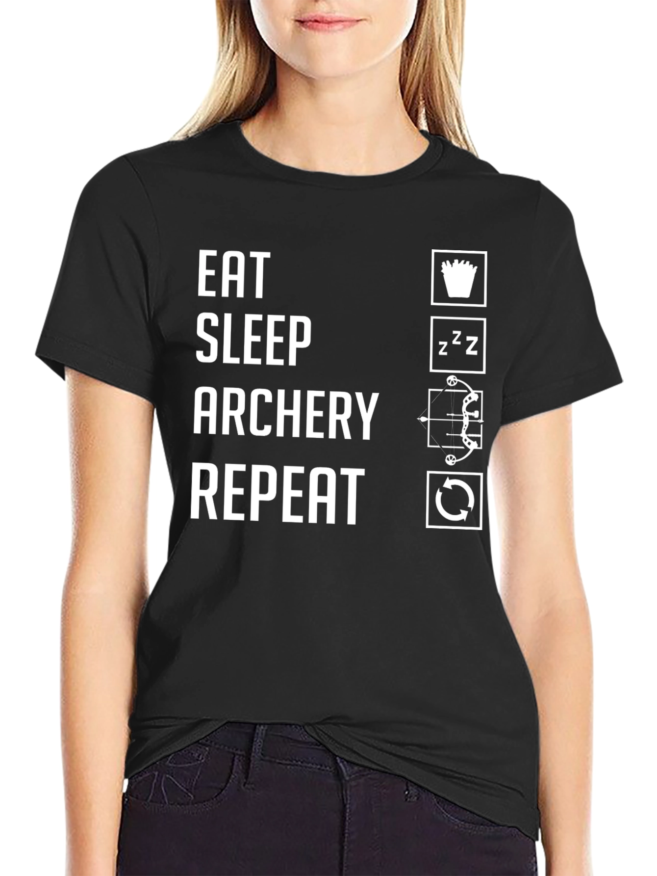 Eat Sleep Archery Repeat Black T-Shirt