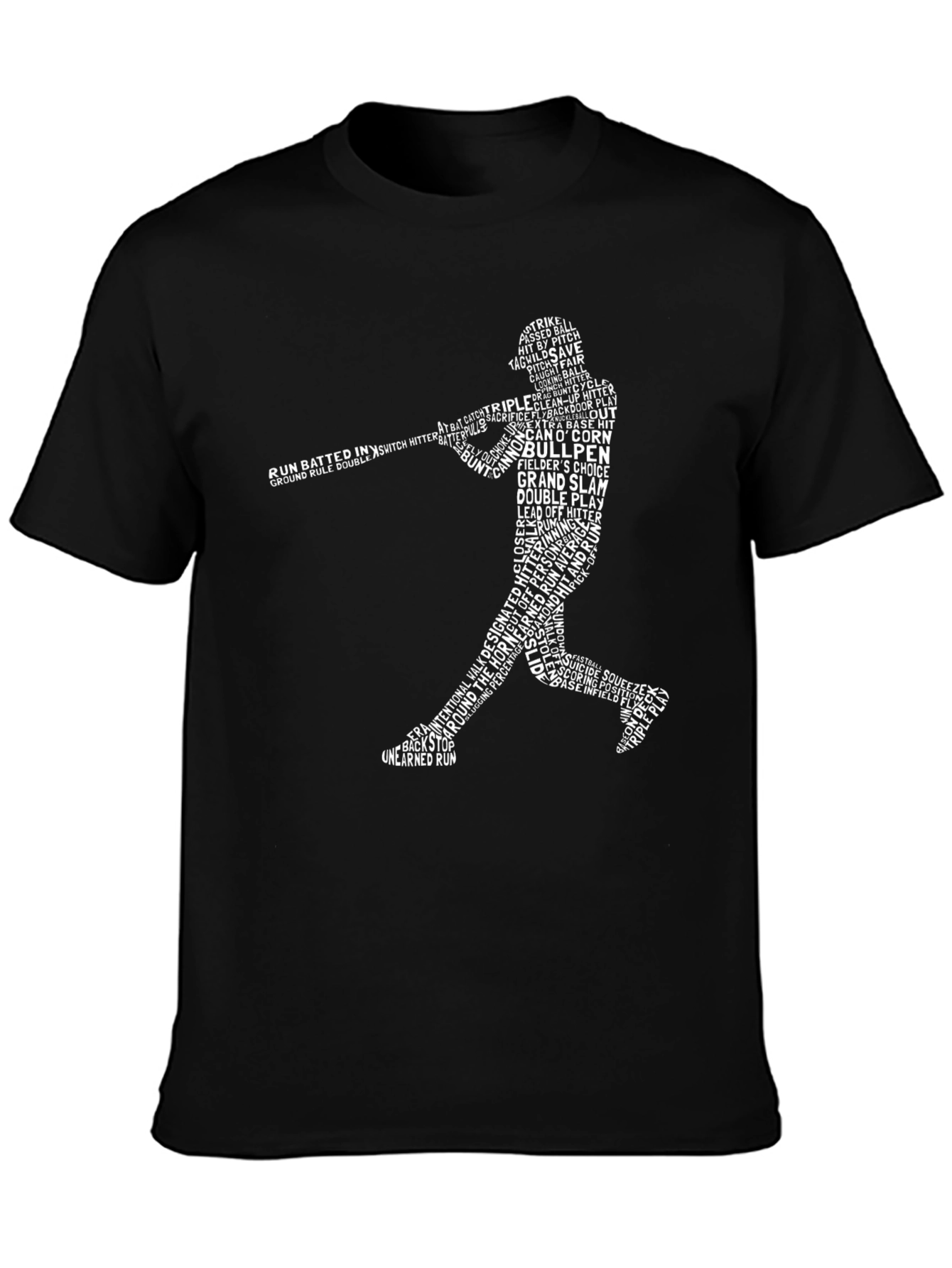 Baseball Word Art T-Shirt - Batter Silhouette Tee