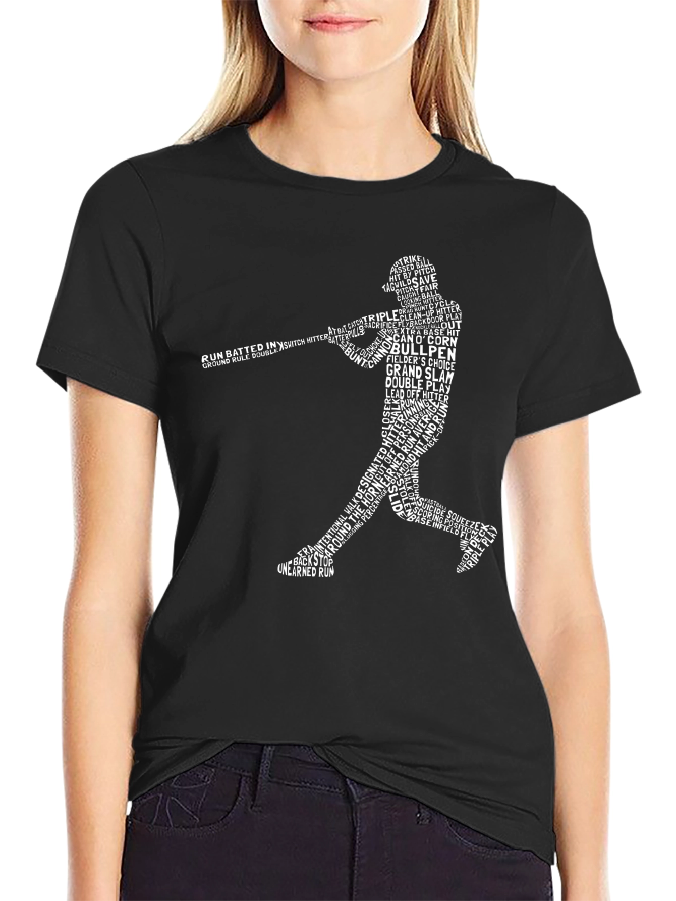 Baseball Word Art T-Shirt - Batter Silhouette Tee