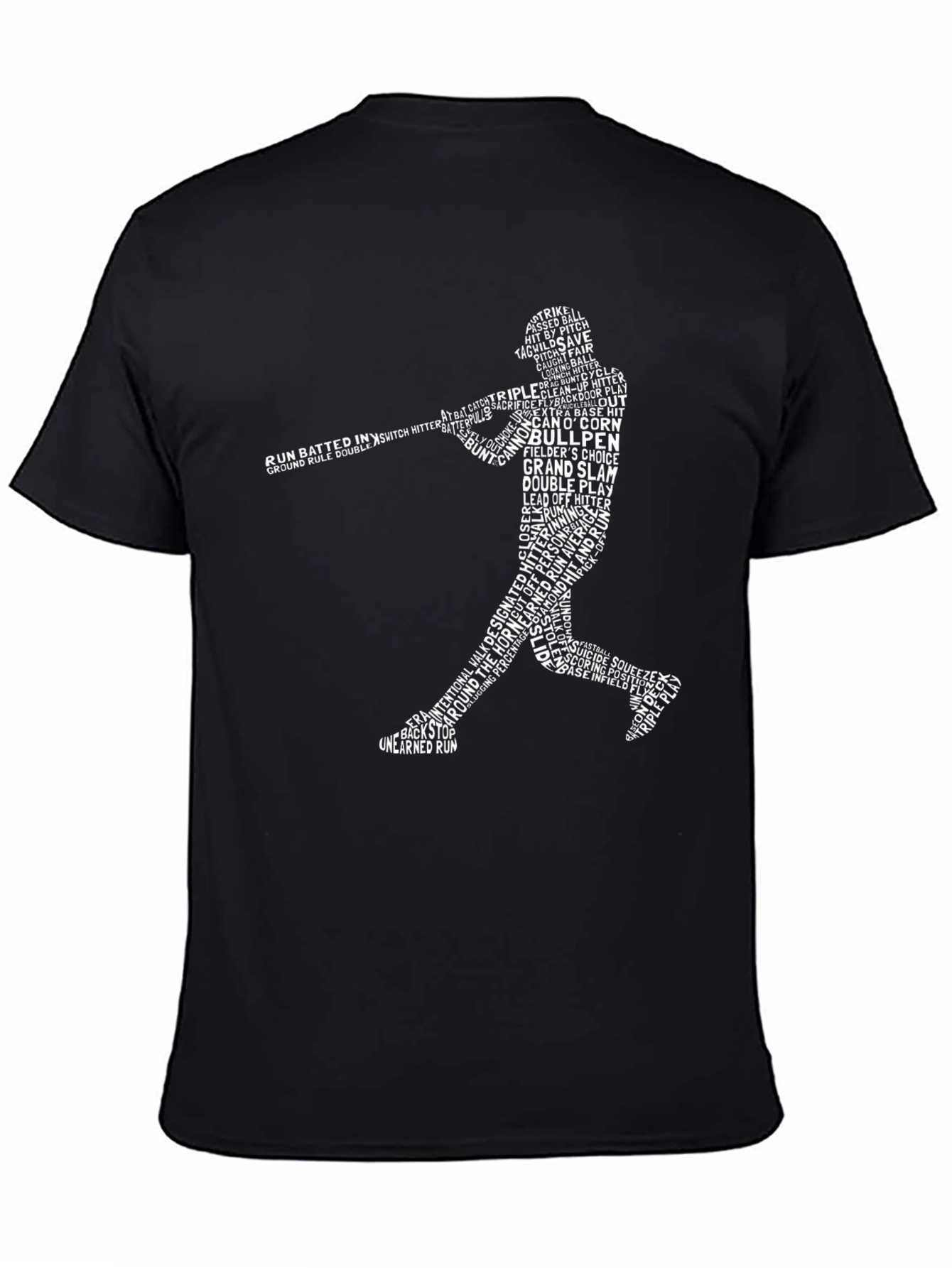 Baseball Word Art T-Shirt - Batter Silhouette Tee