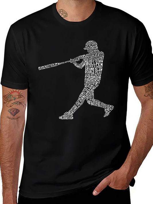Baseball Word Art T-Shirt - Batter Silhouette Tee
