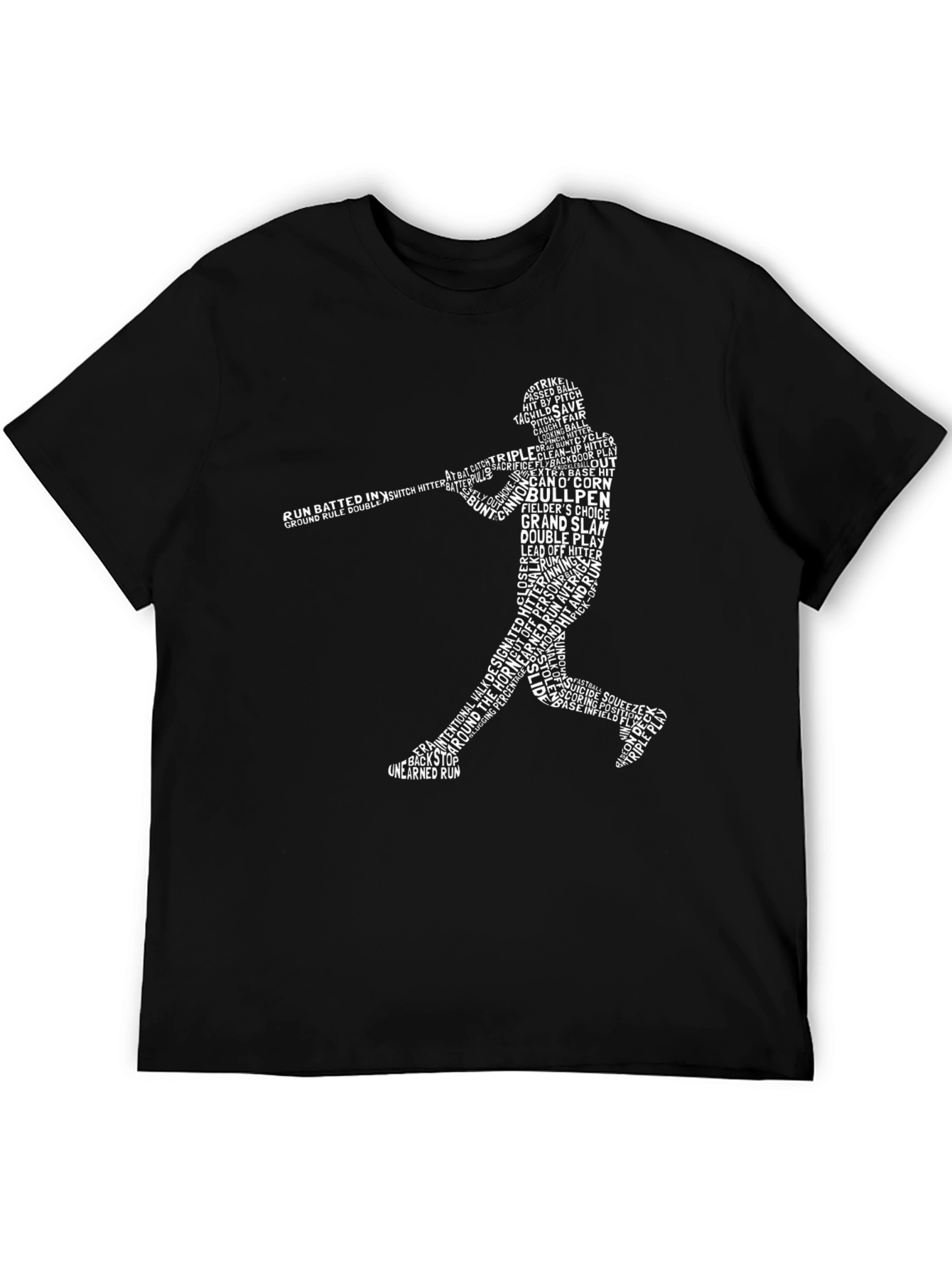 Baseball Word Art T-Shirt - Batter Silhouette Tee