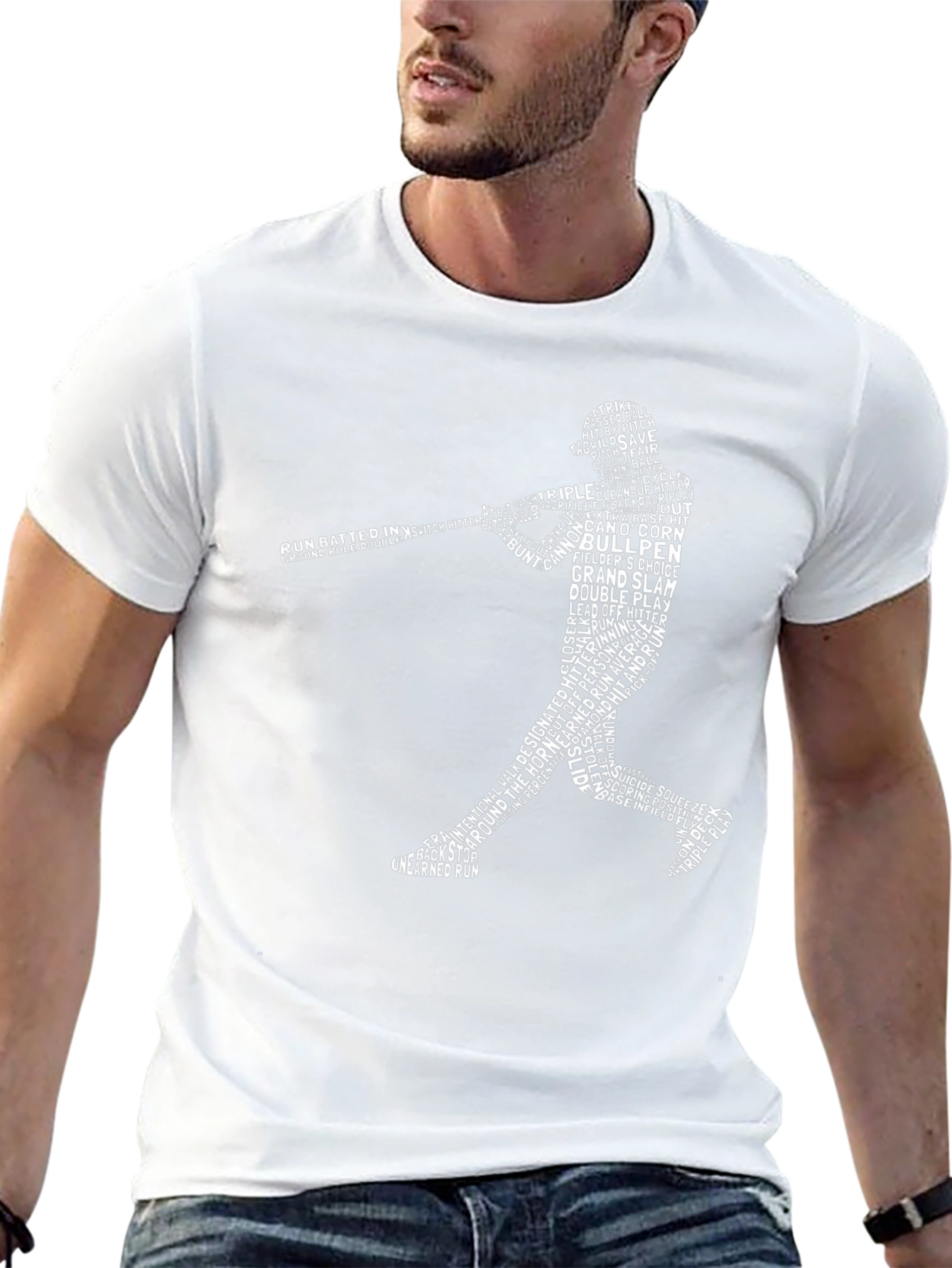 Baseball Word Art T-Shirt - Batter Silhouette Tee