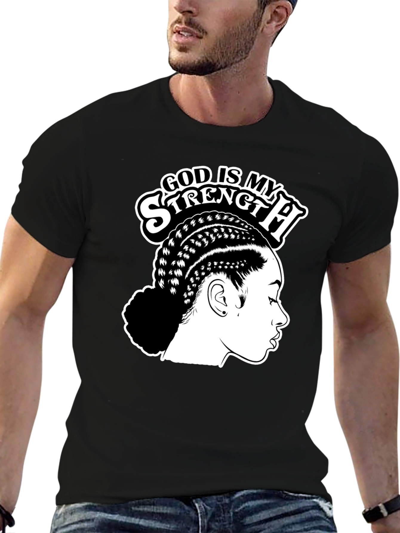 God Is My Strength Black T-Shirt