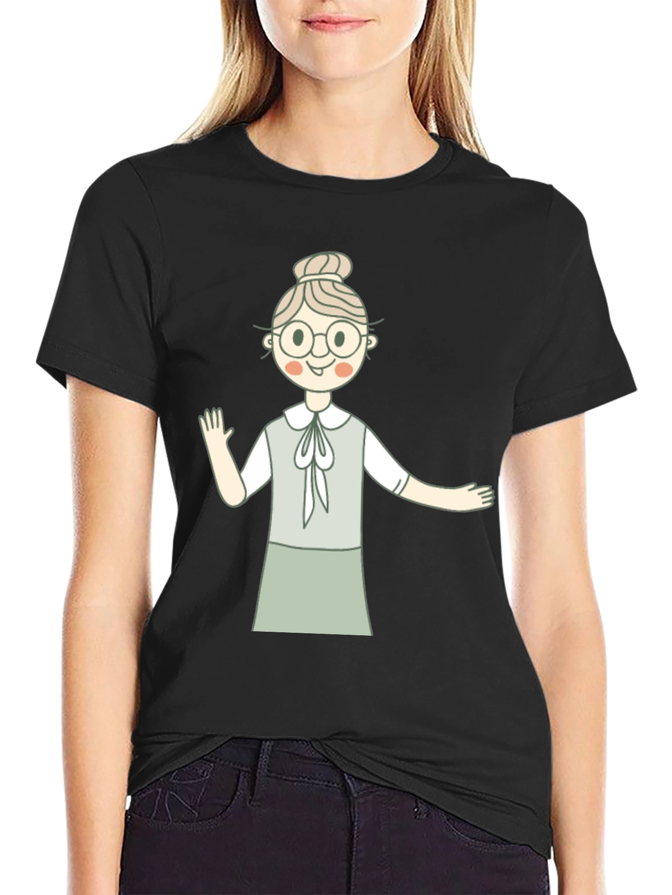 Cute Granny Graphic Black T-Shirt