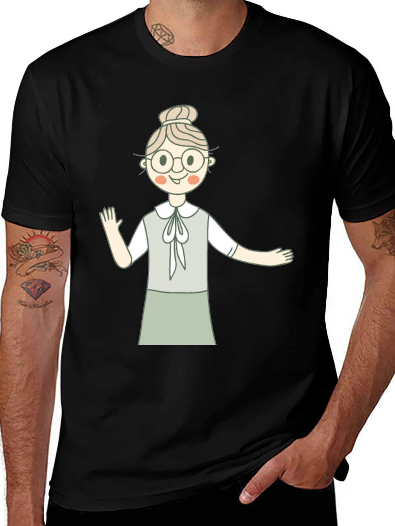 Cute Granny Graphic Black T-Shirt