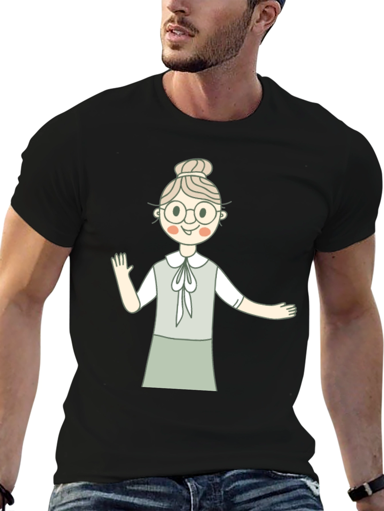 Cute Granny Graphic Black T-Shirt